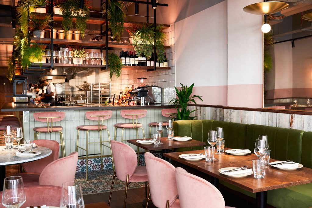 A dining table in a restaurant