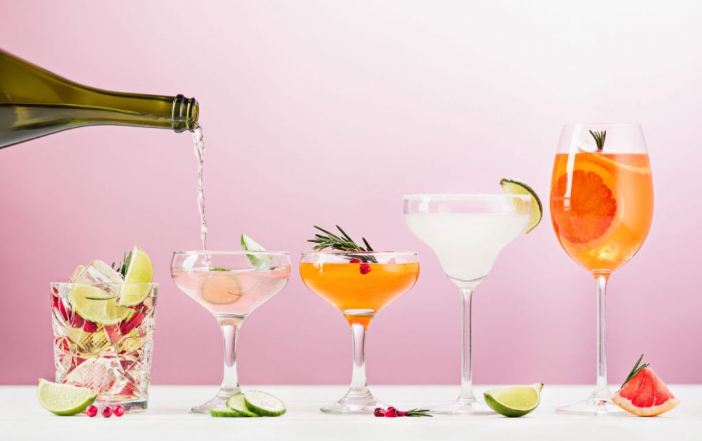 A table with wine glasses